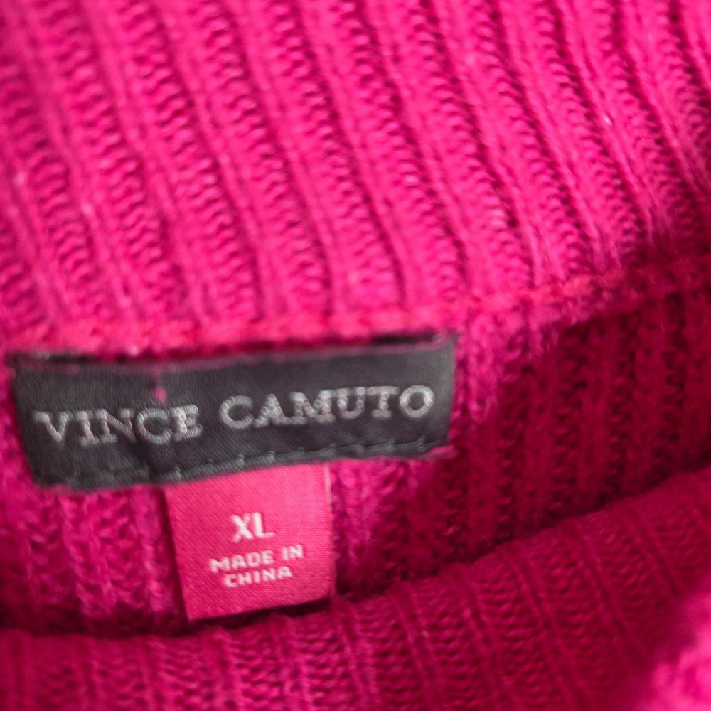 Vince Camuto Sweater XL Pink Bobble Sleeve Mock Neck Boho Eclectic Barbiecore - Picture 6 of 9